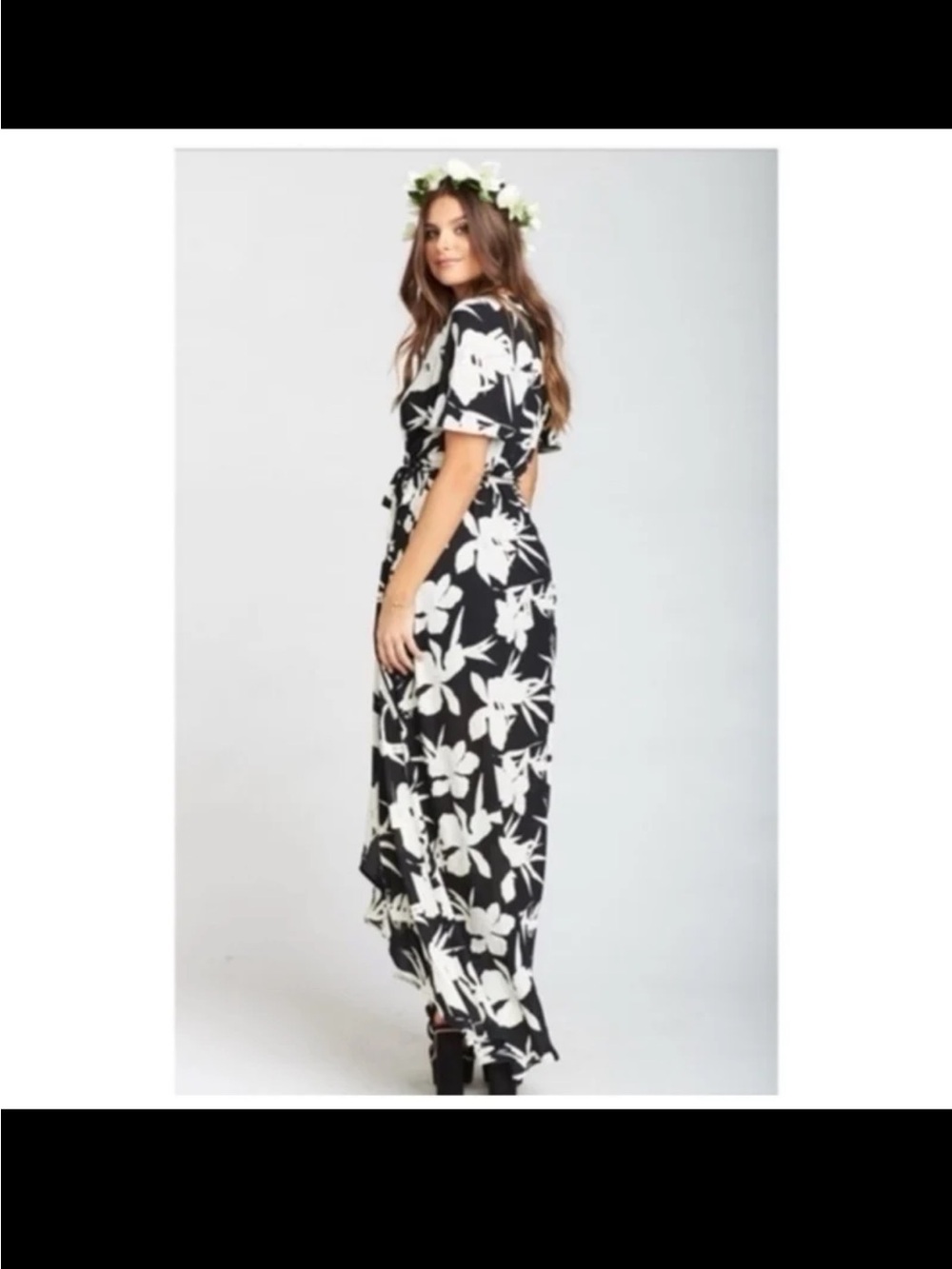 Show Me Your Mumu Sophia Black and White Floral Wrap Maxi Dress size XL - Picture 4 of 12